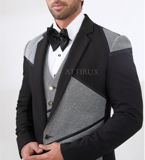 Black & White Striped Three-Piece Suit by Attirux