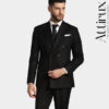 Black Poly-Wool Double-Breasted Suit for Men | Black Double Breasted Suit