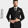 Black Poly-Wool Double-Breasted Suit for Men | Black Double Breasted Suit