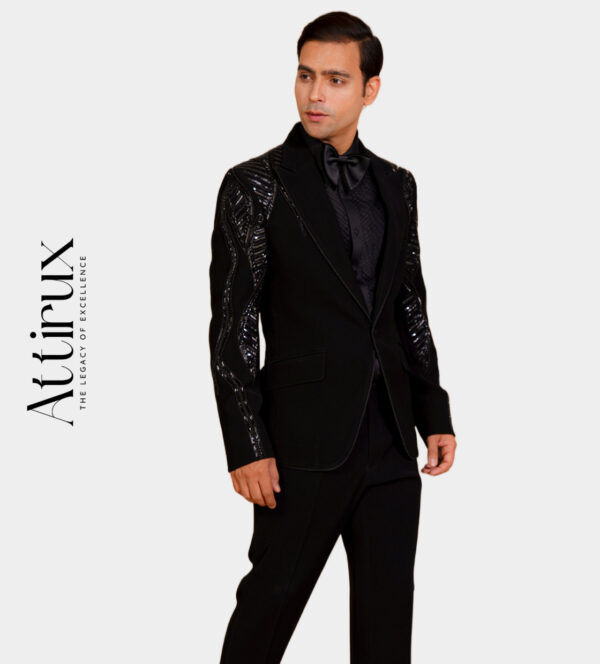 Black Designer Tuxedo Suit by Attirux | Attirux Tuxedo Suit for Men