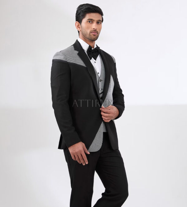 Black & White Striped Three-Piece Suit by Attirux