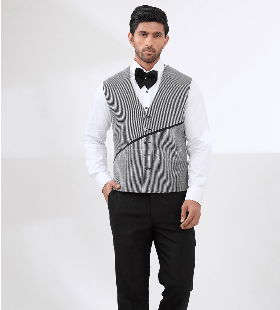 Black and White Narrow Stripe Vest