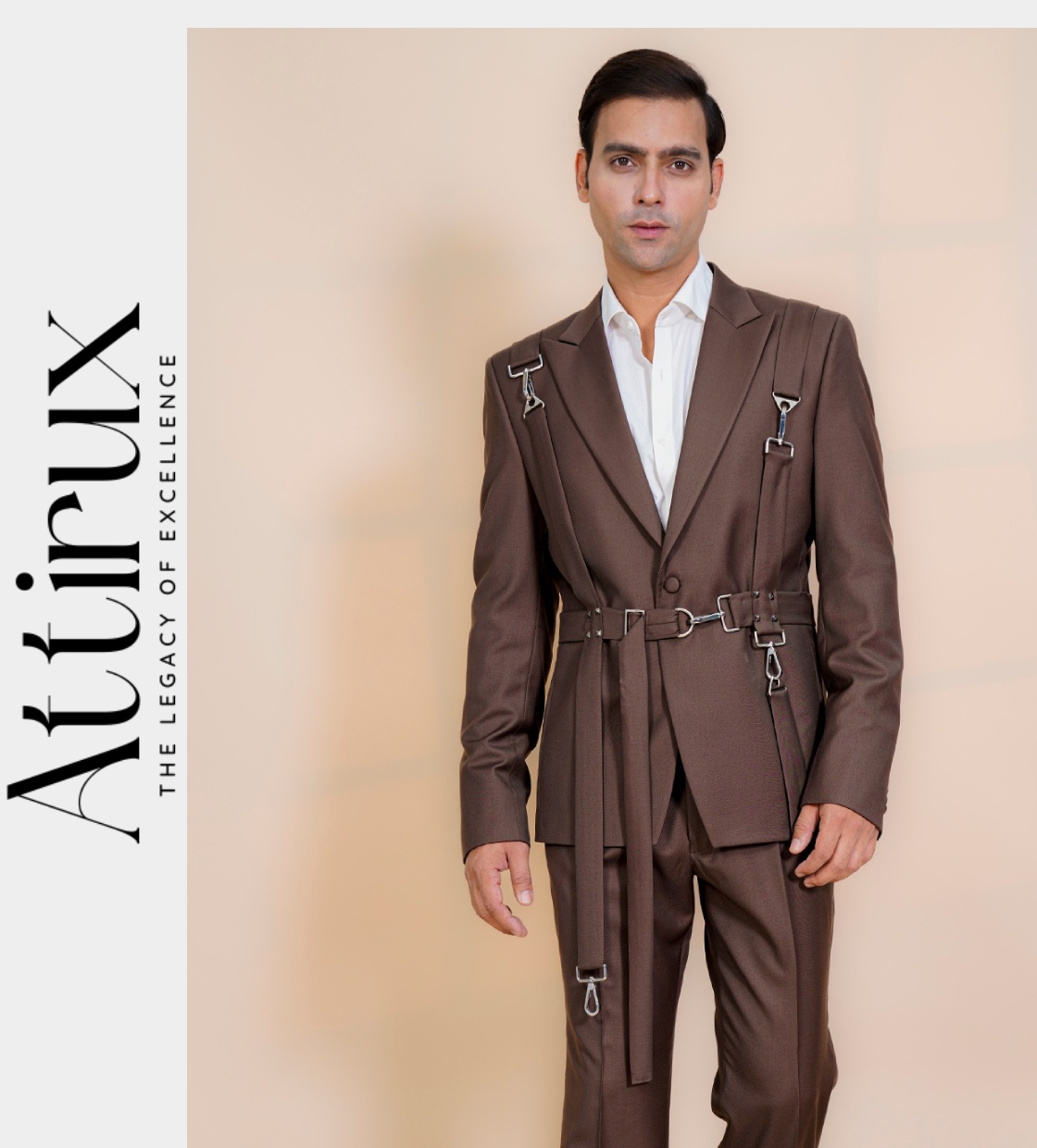 Brown Belt Style Brown Two Piece Suit - Two Piece Suit for Men Online in USA