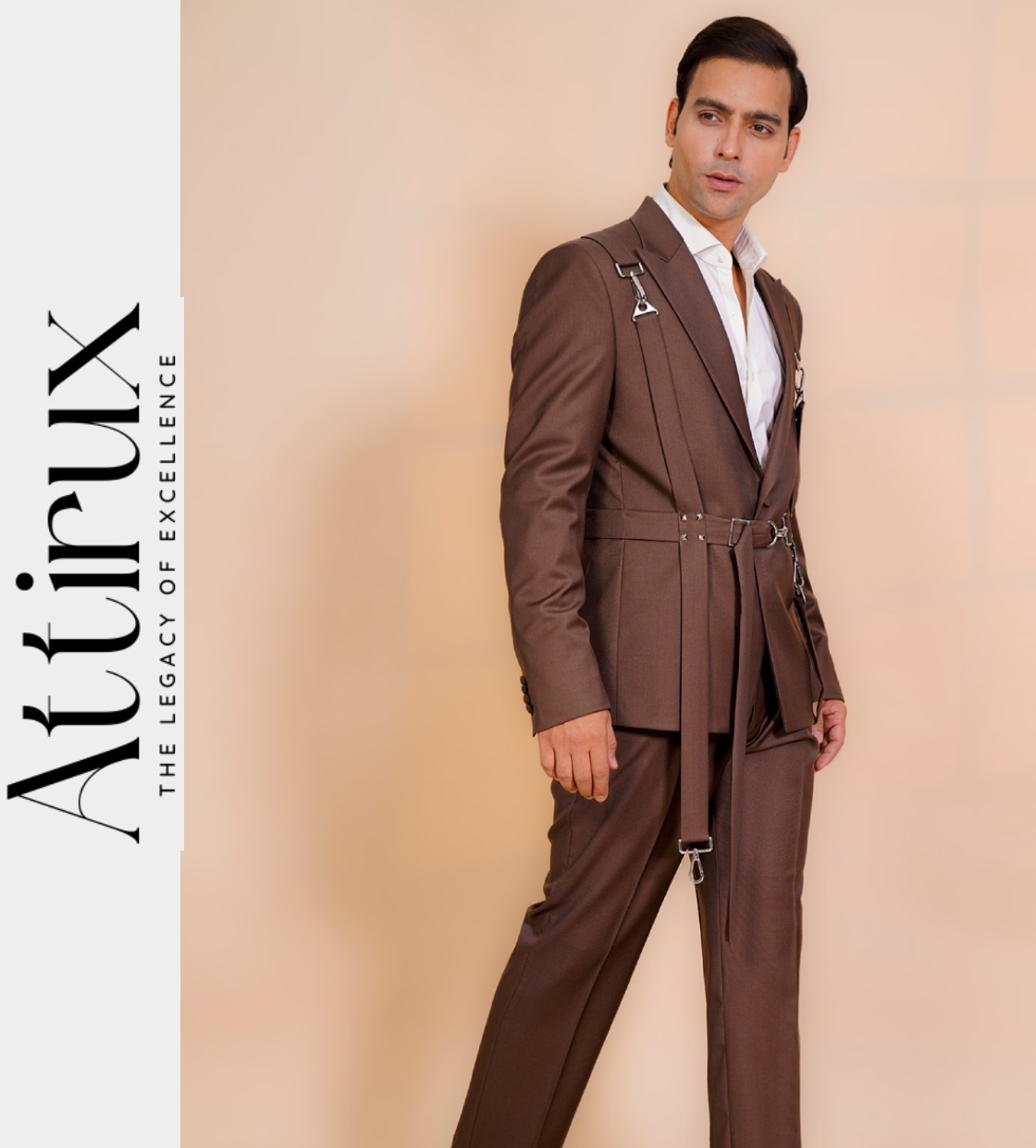 Brown Belt Style Brown Two Piece Suit - Two Piece Suit for Men Online in USA