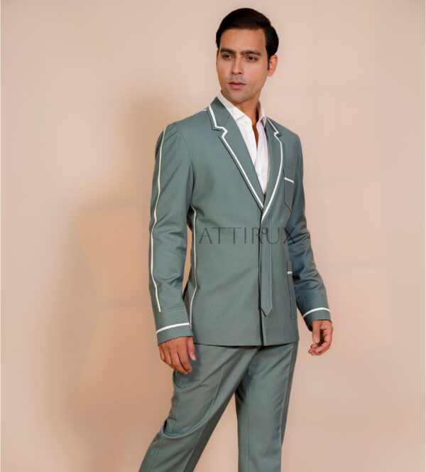 Sea Green Double Breasted Two Piece Suit for Men by Attirux