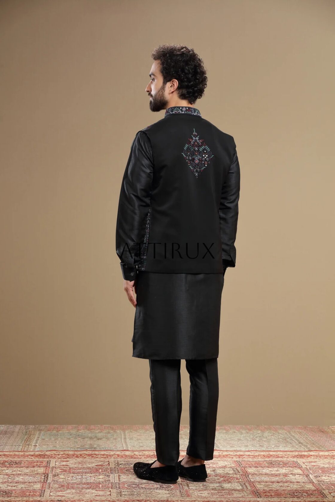 Black Designer Waistcoat Back Side - Waistcoat for Men in USA Online