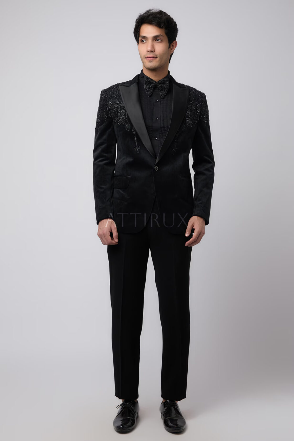 Black Designer Wedding Tuxedo Suit - Black Groom Tux in USA