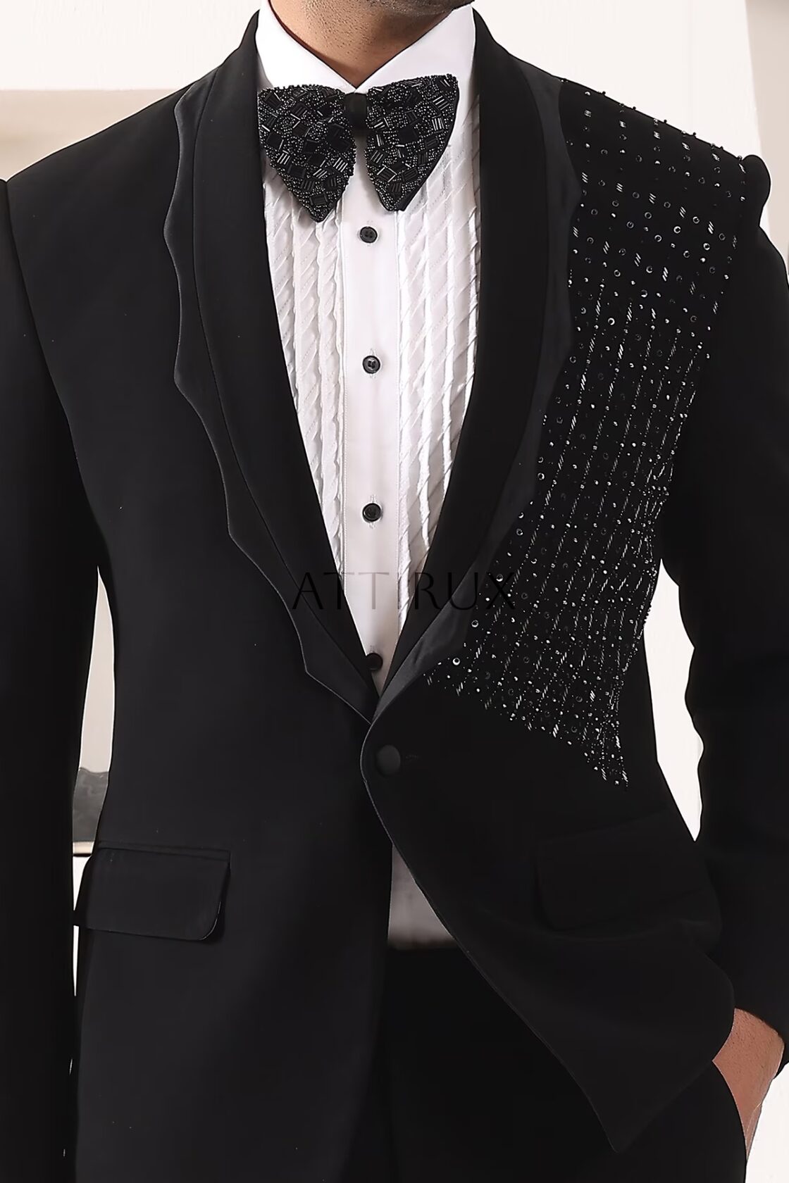 Black Designer Tuxedo Suit for Men - Attirux