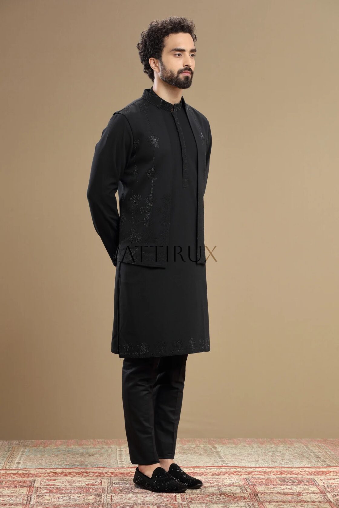 Black waistcoat with Kurta Pajama