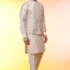 Fully Embroidered Cream Silk Waistcoat - Designer Waistcoat for Men