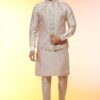 Fully Embroidered Cream Silk Waistcoat - Waistcoat for Men in USA