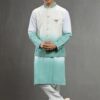 Ivory Blue Sequin Waistcoat with Kurta Pajama