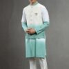 Ivory Blue Sequin Waistcoat with Kurta Pajama - Waistcoat for Men