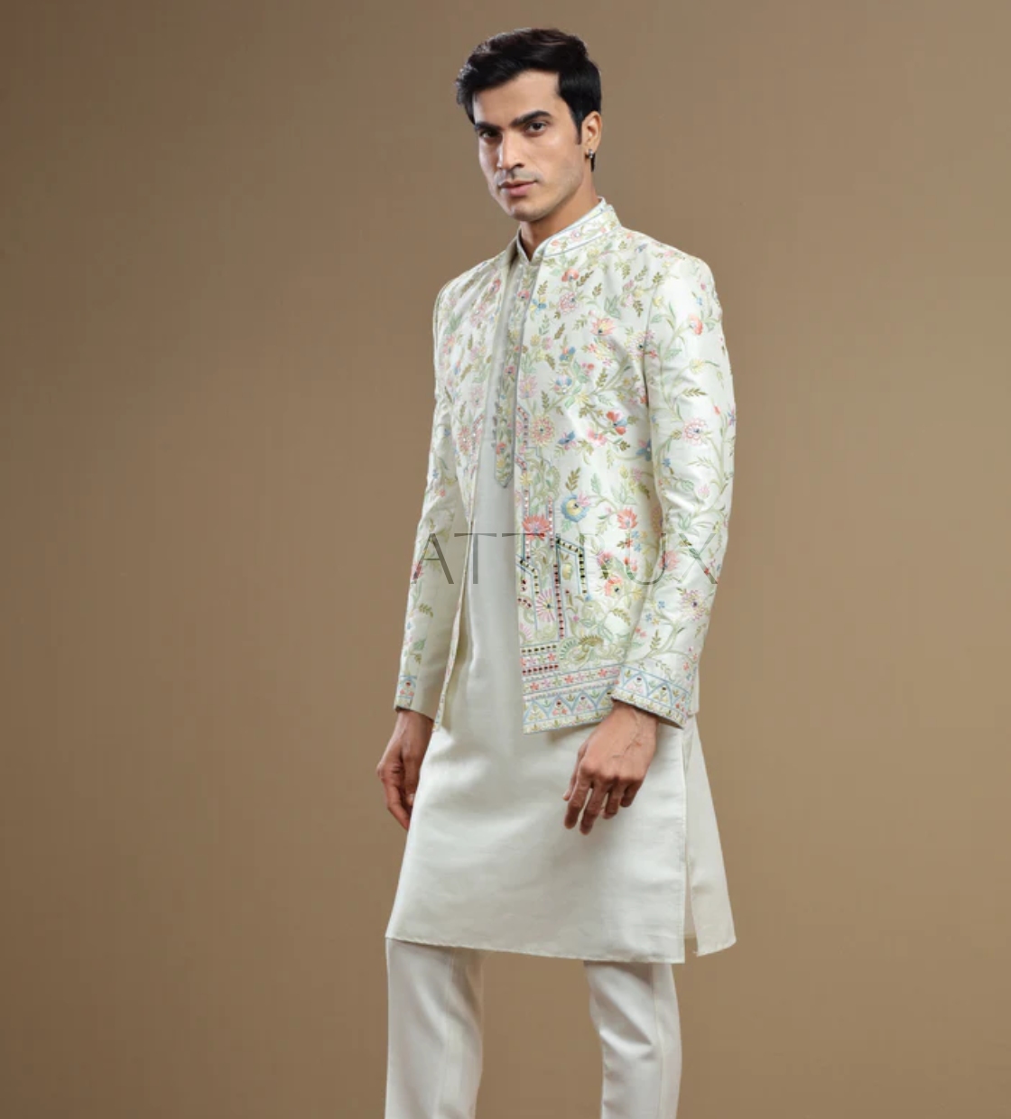 Ivory Silk Prince Coat with Kurta Pajama