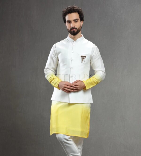 Ivory Waistcoat with Ombre Kurta Pajama