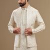 Multicolor Ivory Waistcoat with Kurta Pajama