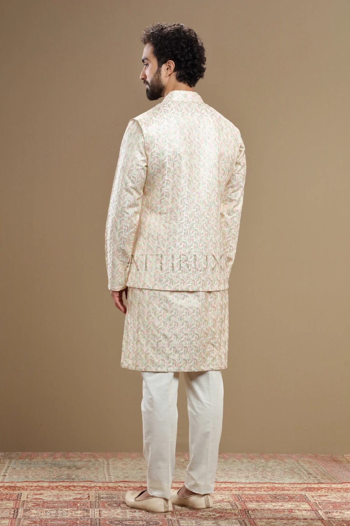 Multicolor Ivory Waistcoat with Kurta Pajama - Designer Waistcoat