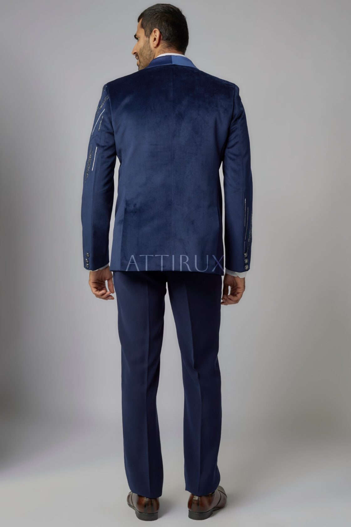 Velvet Blue Tuxedo Suit for Wedding - Wedding Blue Tuxedo Suit